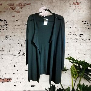 Iman Black Long open front Sweater. 1x